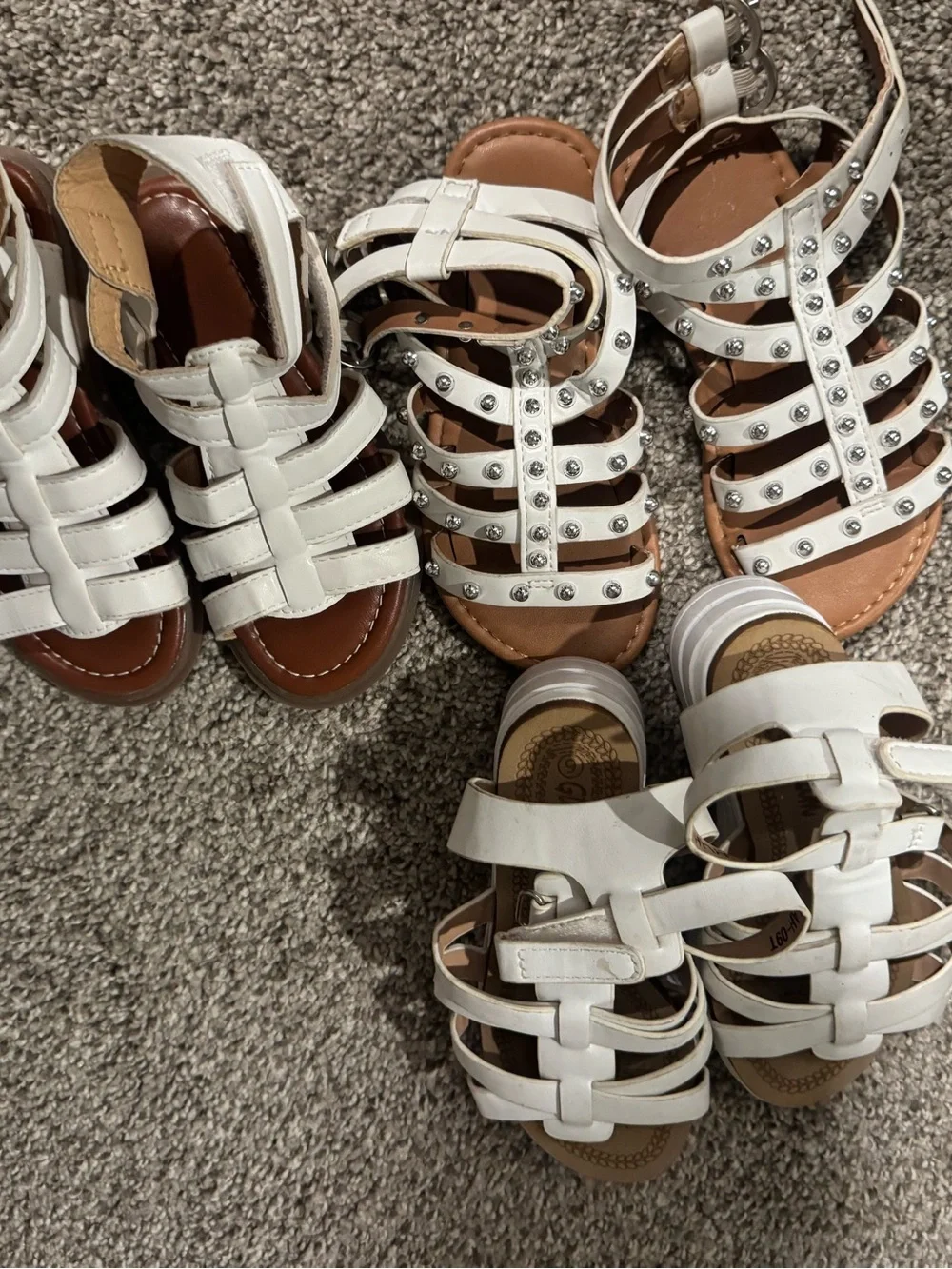 Kids White Gladiator Sandals with Stud Details - Brand